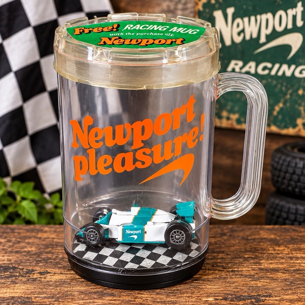 Newport Pleasure Cigarettes Promo Race Car Indy Diecast Scale Model In Cup Mug